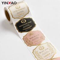 Autocollant adhésif personnalisé Yingao, autocollant en rouleau, estampage à chaud en feuille d'or, imperméable, n'importe quel design de logo pour flacon de parfum haut de gamme