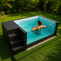 Piscine rectangulaire hors sol en fibre de verre durable, type conteneur d'expédition, avec système de chauffage pour la maison
