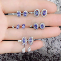 Perhiasan Mewah Batu Permata Alami Kustom, Anting Stud Amethyst Motif Bunga Trendi untuk Wanita, Hadiah Pernikahan dan Pertunangan