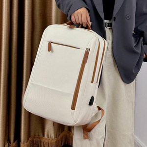 Laptop <b>Backpack</b> 15 Inches Off White Business Travel Casual Large Capacity With Usb Port For <b>Men</b> Women - Product Image 3