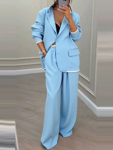 Nuova Collezione Autunnale: Completo <span class=keywords><strong>Donna</strong></span> <span class=keywords><strong>Grigio</strong></span> Elegante con <span class=keywords><strong>Blazer</strong></span> a Maniche Lunghe e Scollo a V e Pantaloni, 2 Pezzi Ecologici e Alla Moda - Product Image 6