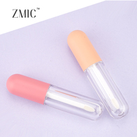 Tubes de brillant à lèvres 6 ml rose orange mat transparent, flacon vide en forme de capsule pour rouge à lèvres liquide avec pinceau pour filles