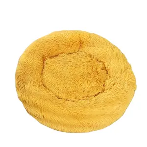 2024 New Arrival Design Yellow Pet Dog Bed Round Rest Sleep Soft Comfortable Donut Luxury Dog Bed