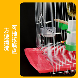 Cage à oiseaux électroplaquée, grand espace, facile à nettoyer, pour petits oiseaux, cadre en fer rectangulaire, cage pour animaux de compagnie suspendable - Product Image 5