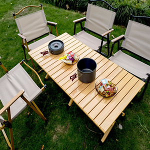 Factory Outdoor Foldable Portable Camp Furniture Solid Wooden Aluminum Alloy Picnic Camping Folding <b>Table</b> - Product Image 1
