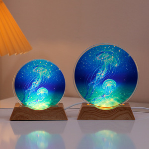 Lampe de <span class=keywords><strong>nuit</strong></span> ronde personnalisée avec <span class=keywords><strong>photo</strong></span> imprimée UV, 8 cm, 10 cm, base lumineuse, décoration d'intérieur, cadeau - Product Image 4