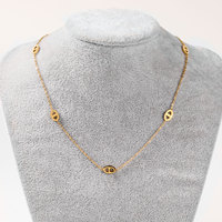 Rétro Français Acier Inoxydable Plaqué Or 18K Nez de Cochon Grain de Café Chaîne Collier Titane Acier Géométrique Ovale Chaîne Collier
