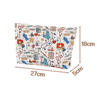 Trousse de Maquillage en Velours Côtelé Imprimé 2026, Pochette de Maquillage à Motif Dessin Animé avec Fermeture Éclair, Organisateur de Voyage pour Articles de Toilette