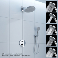Système de douche thermostatique mural moderne avec fonction pluie, ensemble de douche encastré à effet pluie, ensemble de mitigeur de douche encastré