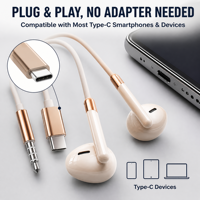 Nouveaux écouteurs intra-auriculaires filaires numériques Type-C/3,5 mm à moule exclusif avec cordon de 1,2 m et compatibles ENC pour smartphones OPPO et vivo