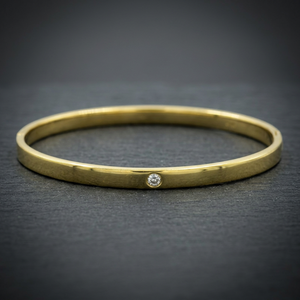 Lustrous Anti Tarnish Gold-Plated <b>Fine</b> <b>Ring</b> In 9K Gold With Round Cut Diamond Bezel Setting Unisex Everyday Wear Jewellery - Product Image 3