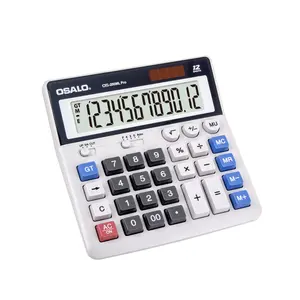 Calculadora financiera de llave de PC de escritorio con batería solar y batería barata profesional de la venta caliente con 12 dígitos adecuados para estudiantes de negocios de oficina