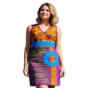 Stylish Simple Bohemian Mini XL Size Rayon Women's Summer V-neck Party <b>Dress</b> Blast Lace Button <b>Pattern</b> Zipper Embroidery Crystal - Product Image 1