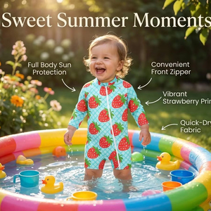 <span class=keywords><strong>Maillot</strong></span> <span class=keywords><strong>de</strong></span> <span class=keywords><strong>bain</strong></span> une pièce pour bébé fille, protection solaire UPF 50+, imprimé fraises, avec fermeture éclair sur le devant, 3M-12T - Product Image 1