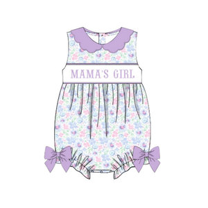 Tenues personnalisées pour enfants, filles et garçons, avec motif floral, plaid violet, adorable barboteuse pour bébé, assortiments pour frères et sœurs, vente en gros de vêtements pour enfants - Product Image 5
