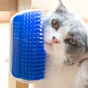 Tiết Kiệm Không Gian Mèo Tường Góc Bàn Chải Mèo Tự Scratcher Massage Groomer Lược Pet Cát Scrubber Với Catnip