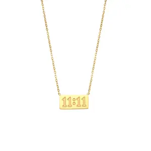 Cr Minimalistisch Roestvrij Staal 18K Vergulde Letter Blok Nummer 11 Ketting Sleutelbeenketting