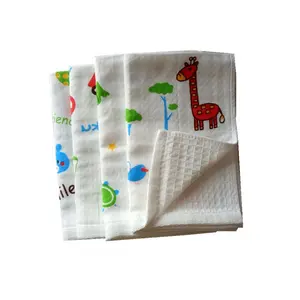 Serviette à thé 100% coton tissé gaufré pour enfants, fabricant nordique personnalisé imprimé de haute qualité