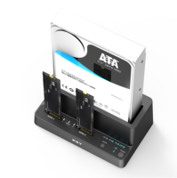 محطة توصيل بلاستيكية بثلاثة فتحات / ناسخة مع تركيب بدون أدوات، سرعة USB تصل إلى 10 جيجابت في الثانية لـ NVMe M.2 SSD و2.5/3.5 بوصة SATA HDD/SSD