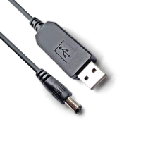 Kabel USB 5V ke 12V dengan jaket PVC panjang 1m, konverter Step-up tegangan 5V ke DC 12V