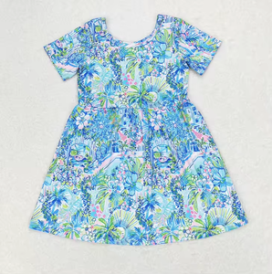 Nuevo Vestido Informal de Verano para Niñas, Estampado Floral Tropical, Transpirable, para la Playa, Hasta la Rodilla - Product Image 3