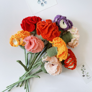 Тканые розы ручной работы Цветы букеты вязаные тюльпаны украшения на День Святого Валентина и День матери Искусственные цветы подарок - Product Image 4