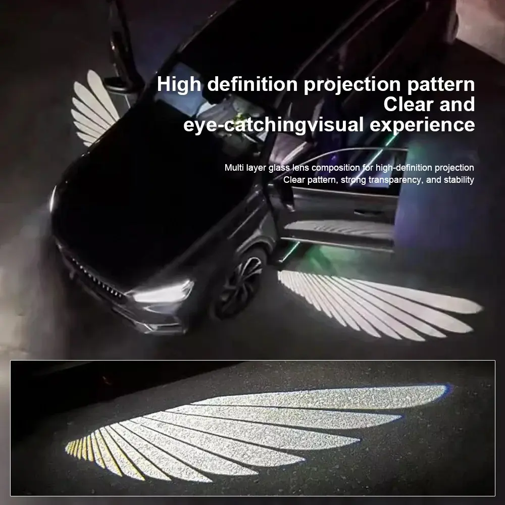 2024 Hot Sales Auto Decorative Ghost Shadow Laser Light Welcome Lamp LED Angel Wing Lights Car Light Accessories