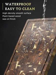 Ensemble de 3 planches à découper en bois d'acacia pré-oléées, extra larges, épaisses, antidérapantes, en bois de grain traversant, pour la préparation des repas en cuisine - Product Image 5