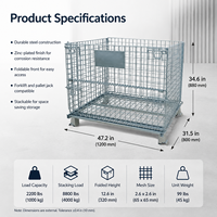 Cage de stockage empilable en treillis métallique galvanisé à chaud de haute qualité, conteneur métallique pour entrepôt, équipement d'entreposage
