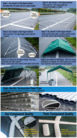 Abri de voiture robuste, tente de protection imperméable anti-UV, idéal pour salons professionnels, garage, abri de voiture, installation rapide, six pieds pour stationnement de SUV