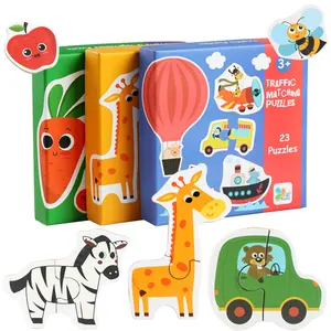 Animaux, cochon/ours, en carton, jouet éducatif pour enfants, nouveau design de dessin animé, Puzzle cognitif, vente en gros, pièces