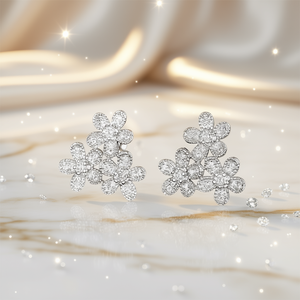 E3334 Orecchini in oro bianco con diamanti, taglio rotondo brillante, colore D naturale, stile classico da donna, gioielleria raffinata - Product Image 2