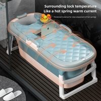 Portable 138X62X52cm Adulte Baignoire Pliante Grand Épaissir Autonome Bleu Sauna Baril Durable En Plastique Couvercle Outil Moderne Villa