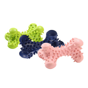 Juguetes de hueso para molares, juguetes para masticar duraderos de caucho natural para perros, para la dentición y el cuidado dental, rosa, verde, azul oscuro - Product Image 2