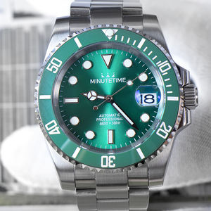 Montres mécaniques personnalisées MINUTETIME DIY NH35 pour HOMMES, cadran vert de luxe, bracelet en acier, mouvement automatique, étanche 10 BAR - Product Image 5