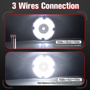 2 feux arrière ronds blancs à 17 LED de 7 pouces avec montage en surface à 4 trous pour camping-cars, camions, remorques, bus, fourgonnettes, étanches IP65 - Product Image 2