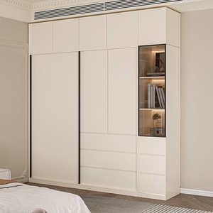 Meubles de chambre contemporains sur mesure pour toute la maison, avec rangement intelligent, dressing intégré en bois d'ingénierie blanc pur - Product Image 3