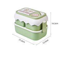 Boîte à lunch portable mignonne à double couche, boîte bento en plastique sur le thème des fruits, grande capacité, compartiments divisés, pour étudiantes