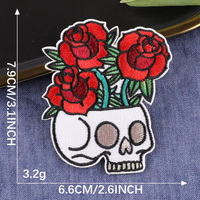 Nouvelle mode crâne Rose Biker brodé Patch fer sur coudre sur Badge broderie Patch pour vêtements utiliser en fil de haute qualité