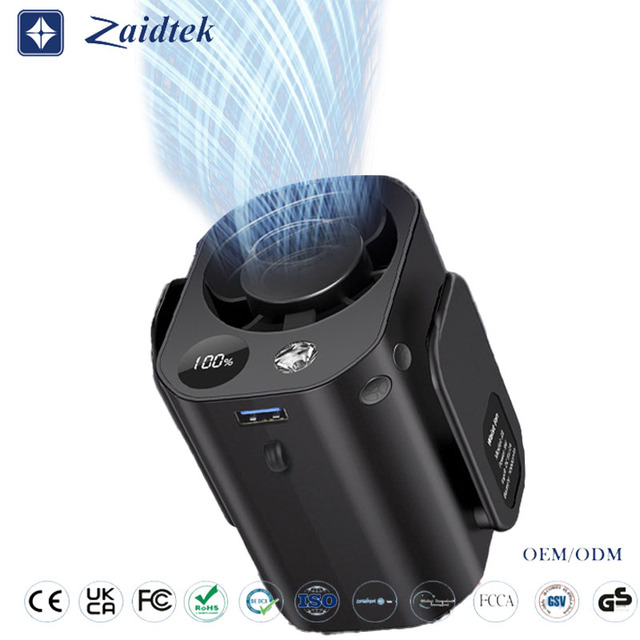 Portable Hands-Free Rechargeable USB Clip-On Waist Fan with LED Light 10000mAh Battery for Car/RV/Household Outdoor Use