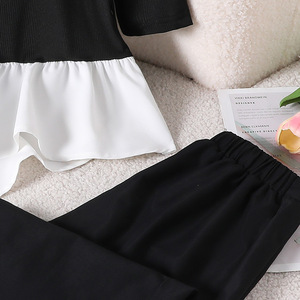 Conjunto de 2 Piezas para Niñas Grandes con Diseño de Capas y Volantes, Top con Hombros Descubiertos y Pantalones Anchos para Uso Diario, Casual o de Fiesta - Product Image 6