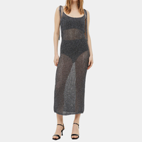Robes en tricot au crochet Vêtements de plage Voir à travers 2024 Robe mi-longue métallisée pour la plage