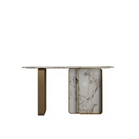 Table console moderne de luxe avec plateau en pierre frittée et structure en métal pour entrée, couloir, salon