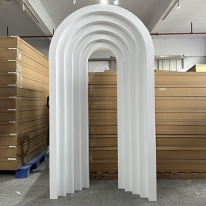 Lujo de alta calidad Blanco ondulación arco telón de fondo Recepción de boda diseño para fiesta banquete recepción - Product Image 3
