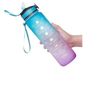 <b>1L</b> 32 oz <b>Straw</b> Strainer Filter Gym Fitness Sports BPA Free Tritan Motivational <b>Water</b> <b>Bottle</b> <b>With</b> Time Marker - Product Image 1