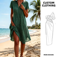 Nouvelle Robe Mi-Longue Femme à Motifs Floraux et Boutons, Style Décontracté Printemps/Été, Taille Naturelle, Lavable, Manches Mi-Longues