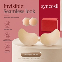 Cache-tétons en silicone réutilisable et soutien-gorge adhésif invisible sans dos pour femme, idéal pour l'été