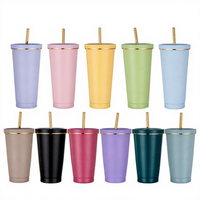 Thermos classique en acier inoxydable écologique, tasse de bureau à isolation thermique de 6 à 12 heures avec paille pour le bureau et la rentrée scolaire