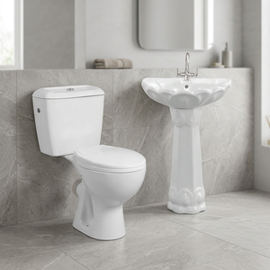 Lybia sanitaire céramique Nigeria salle de bains cuvette de toilette piédestal bassin ensemble pour Suite pays africains - Product Image 4