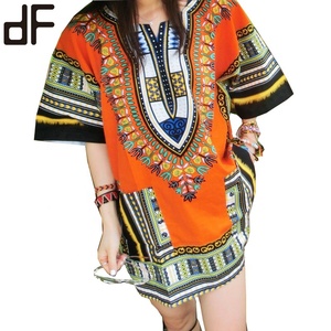 Grosir kaus Dashiki cetak katun 100% uniseks blus panjang atasan Afrika tradisional untuk wanita dan pria Kit Kitenge - Product Image 1
